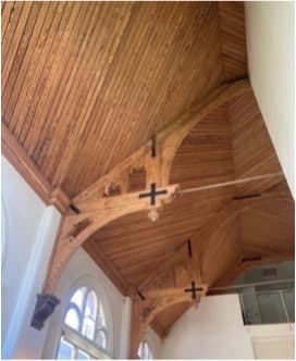 Clean oak beams inside a building